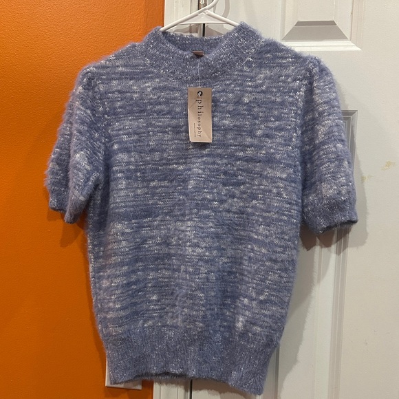 NEW Philosophy women Crewneck Sweater in Soft Blue size S - Picture 5 of 9